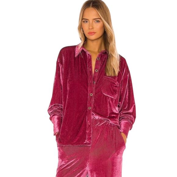 Free People Kit Kat Velour Long Sleeve Top XS Fairytale Pink Velvet Retro Whimsy - Picture 3 of 14